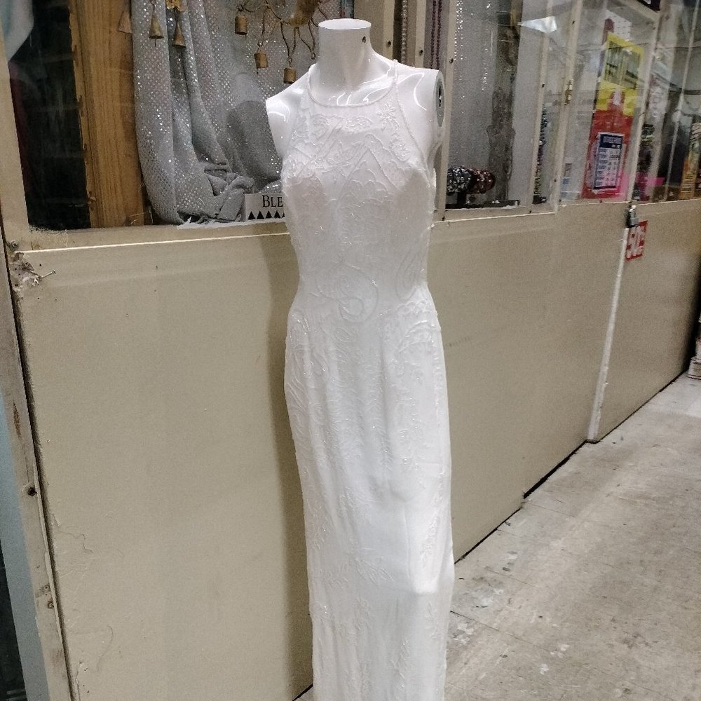 Vintage Off White Breaded Evening Gown
